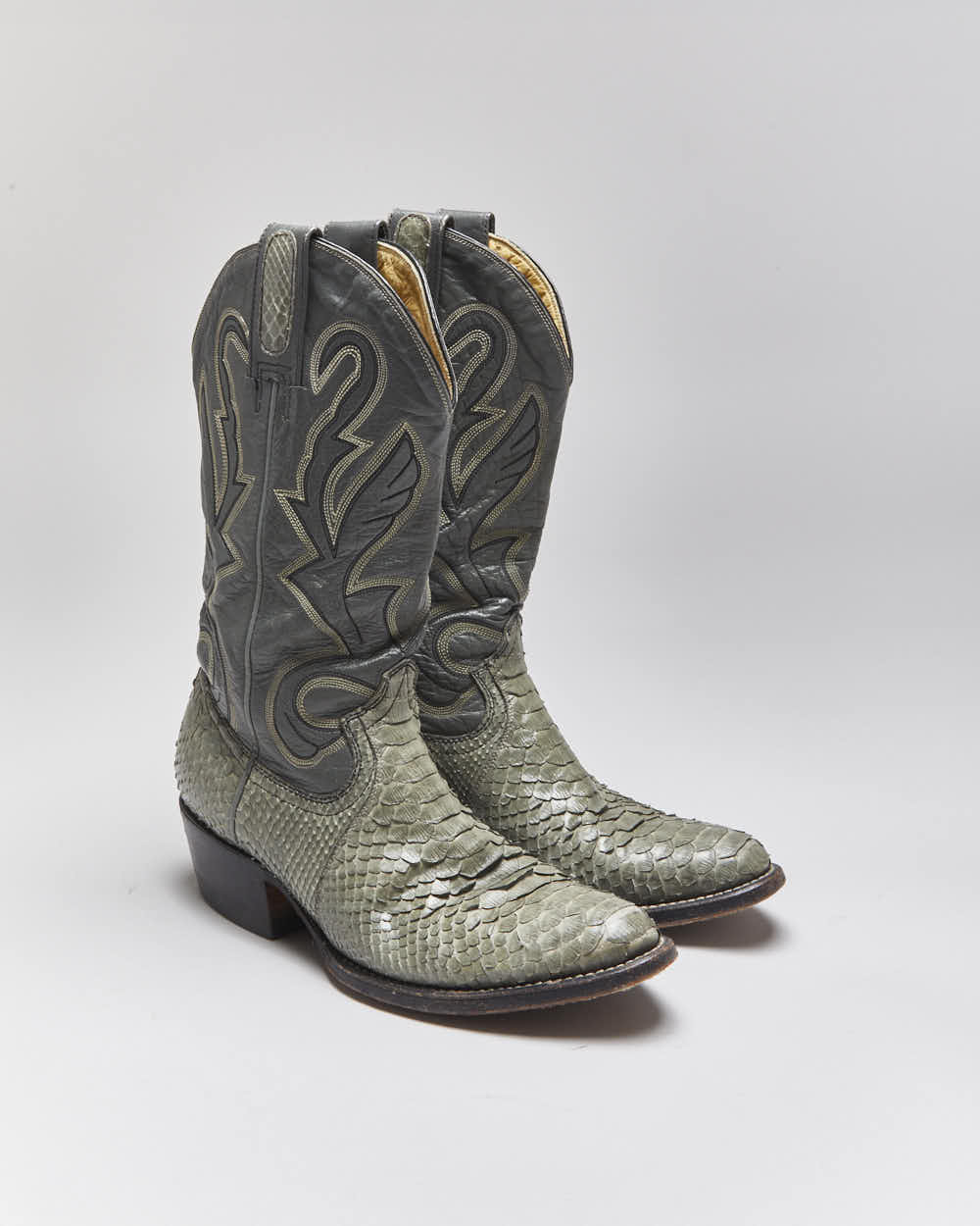 Vintage Montana Snakeskin Cowboy Boots - UK5