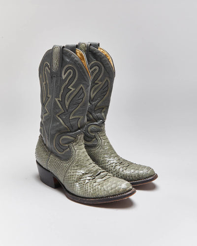 Vintage Montana Snakeskin Cowboy Boots - UK5