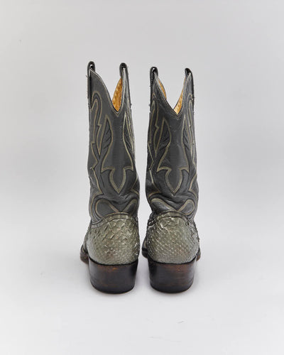 Vintage Montana Snakeskin Cowboy Boots - UK5