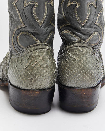 Vintage Montana Snakeskin Cowboy Boots - UK5