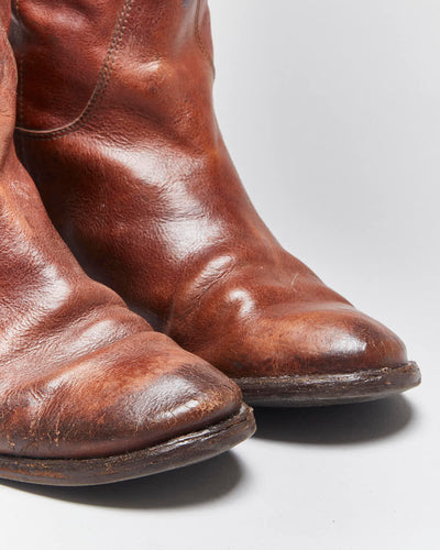 Vintage Frye Brown Leather Boots - UK6
