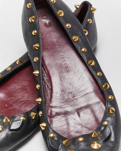 Marc By Marc Jacobs Leather Studded Ballet Flats - UK3