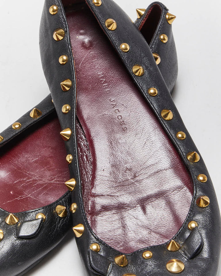 Marc By Marc Jacobs Leather Studded Ballet Flats - UK3