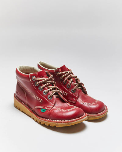 Vintage Kickers Red Leather Hi Boots- UK5
