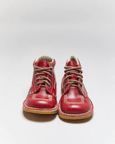 Vintage Kickers Red Leather Hi Boots- UK5