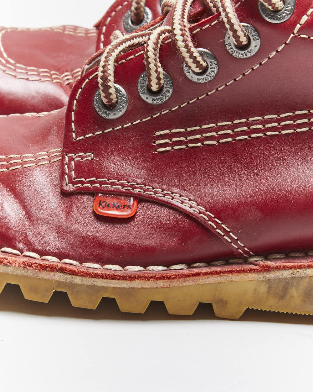 Vintage Kickers Red Leather Hi Boots- UK5