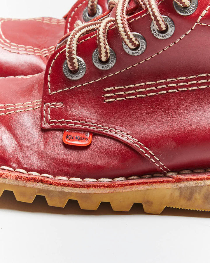 Vintage Kickers Red Leather Hi Boots- UK5