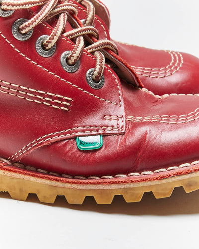 Vintage Kickers Red Leather Hi Boots- UK5