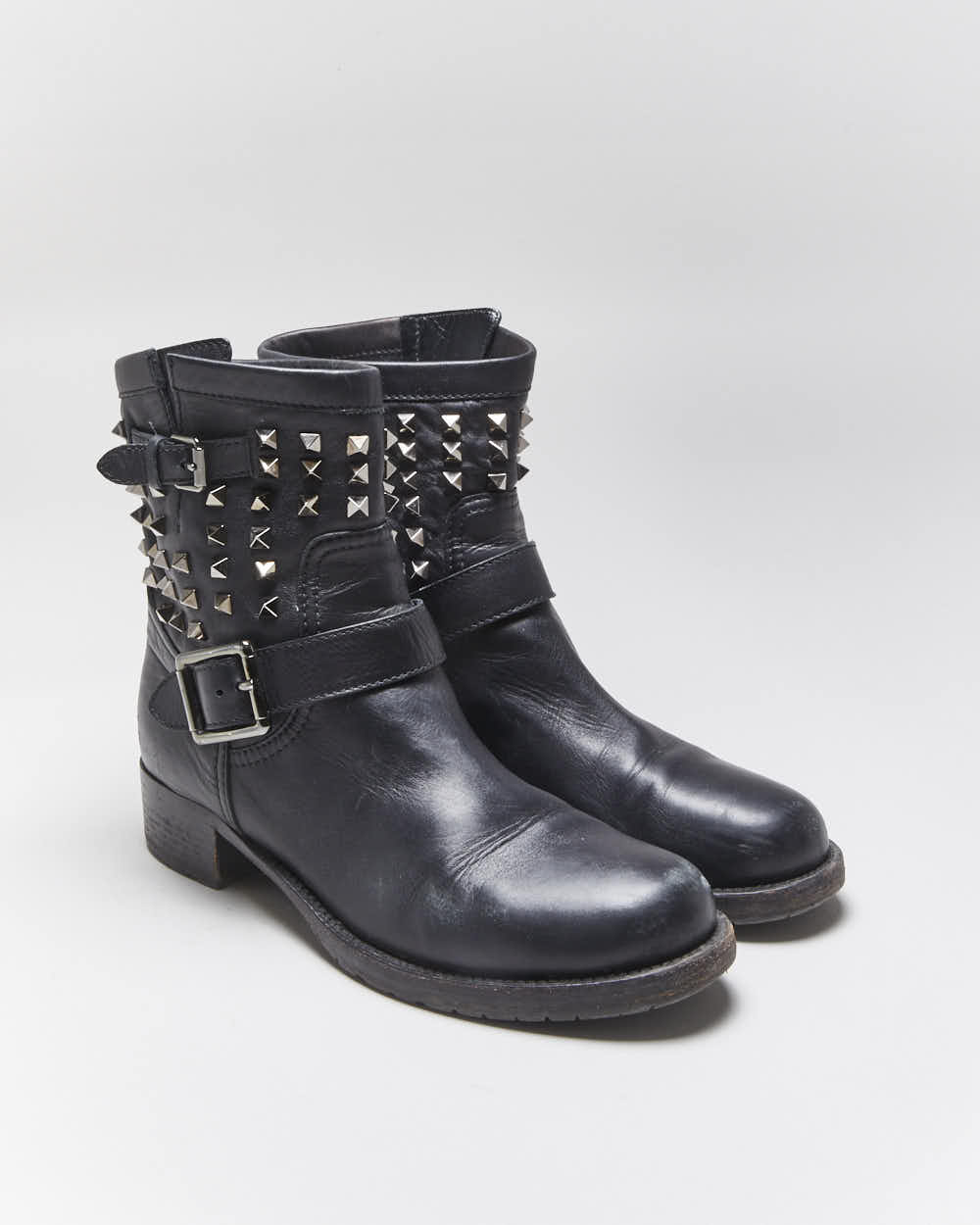 Vintage 00s Valentino Garavani Rockstud Biker Boots - UK8
