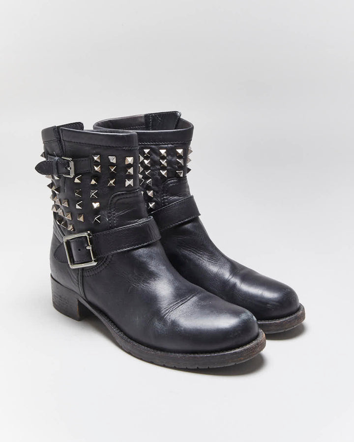 Vintage 00s Valentino Garavani Rockstud Biker Boots - UK8