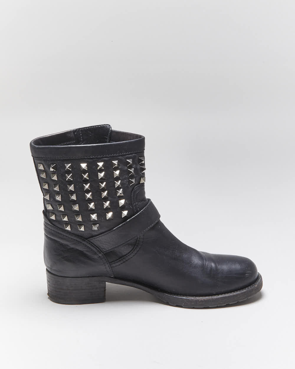Vintage 00s Valentino Garavani Rockstud Biker Boots - UK8
