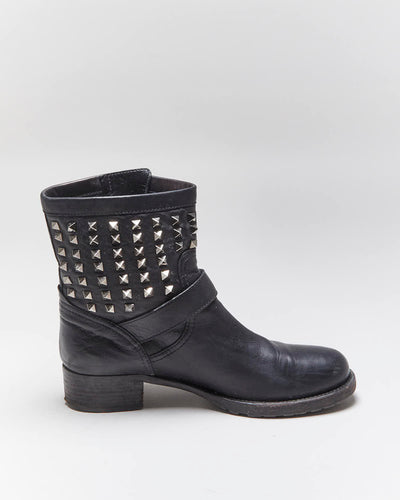 Vintage 00s Valentino Garavani Rockstud Biker Boots - UK8