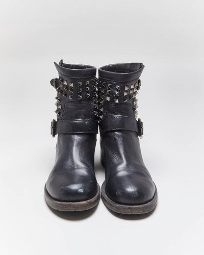 Vintage 00s Valentino Garavani Rockstud Biker Boots - UK8