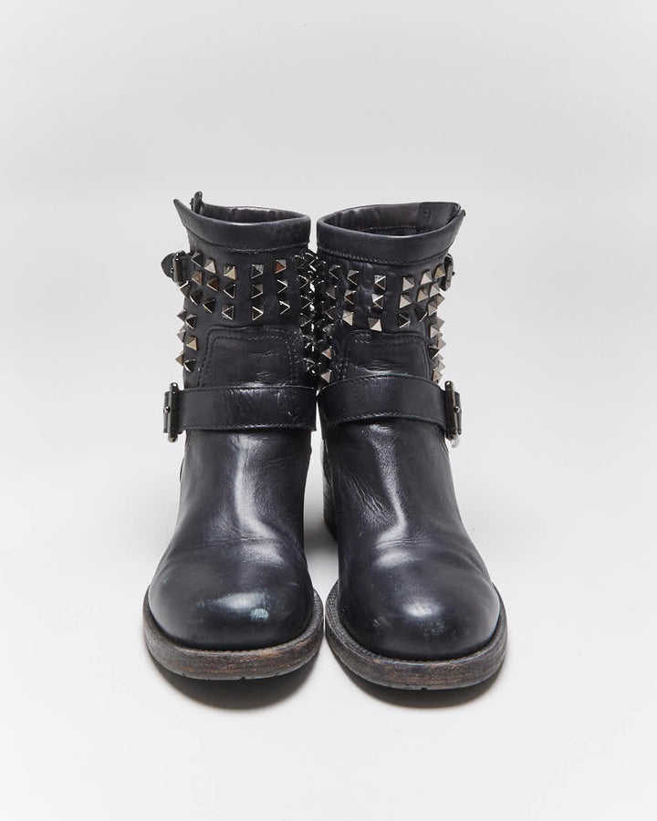 Vintage 00s Valentino Garavani Rockstud Biker Boots - UK8