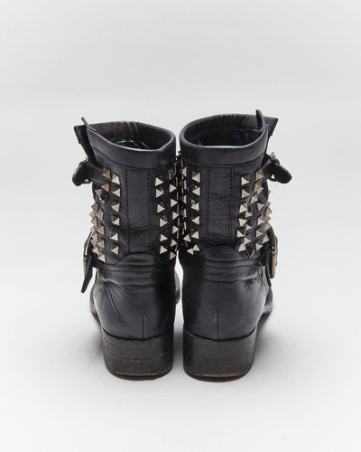 Vintage 00s Valentino Garavani Rockstud Biker Boots - UK8