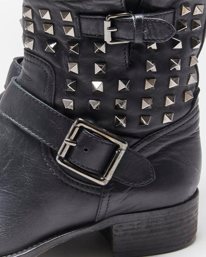 Vintage 00s Valentino Garavani Rockstud Biker Boots - UK8