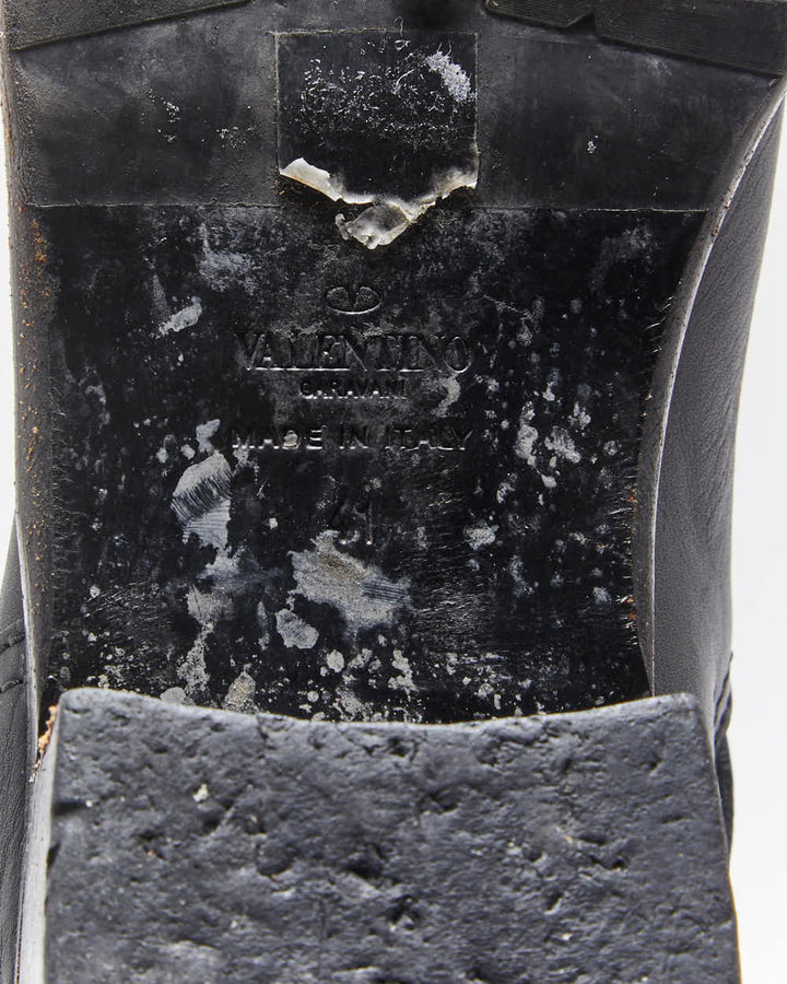 Vintage 00s Valentino Garavani Rockstud Biker Boots - UK8