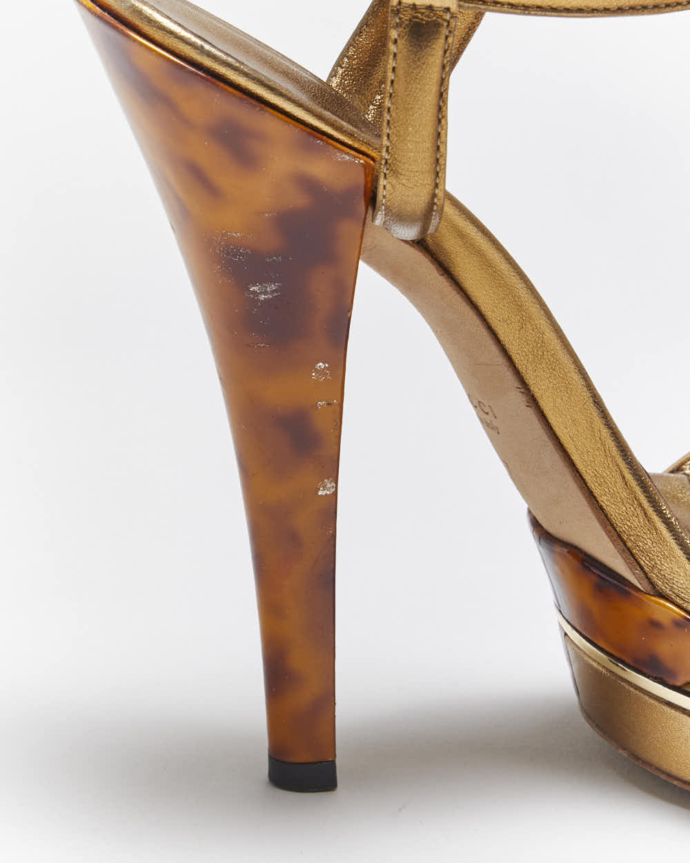 Vintage Y2k 00s Gucci Gold Tortoise Shell Heels - UK4