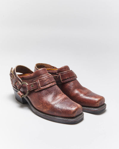 Vintage Frye Square Toe Harness Mules - UK6