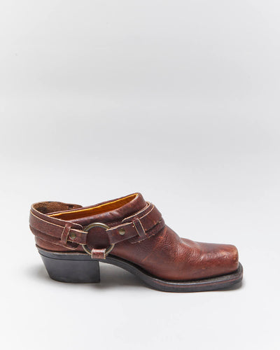 Vintage Frye Square Toe Harness Mules - UK6