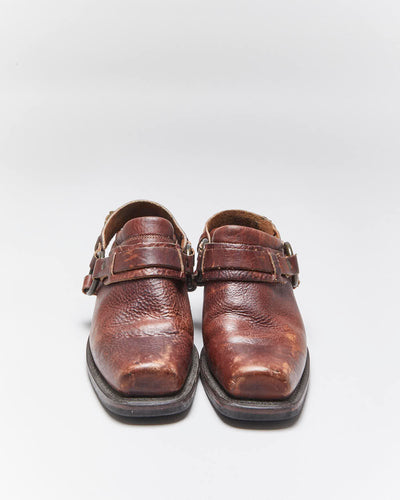 Vintage Frye Square Toe Harness Mules - UK6