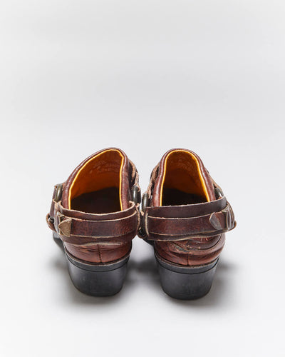 Vintage Frye Square Toe Harness Mules - UK6