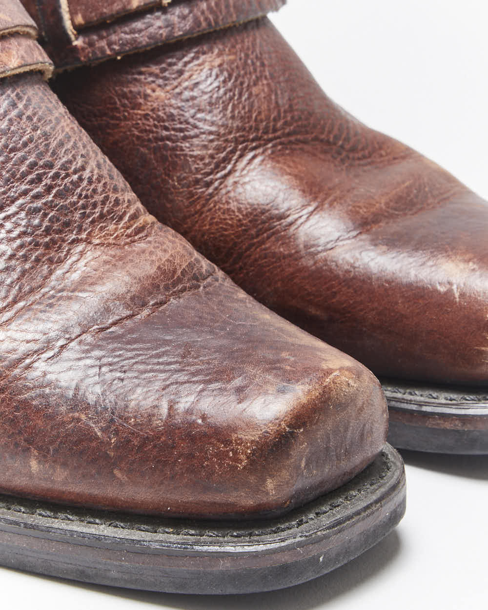 Vintage Frye Square Toe Harness Mules - UK6
