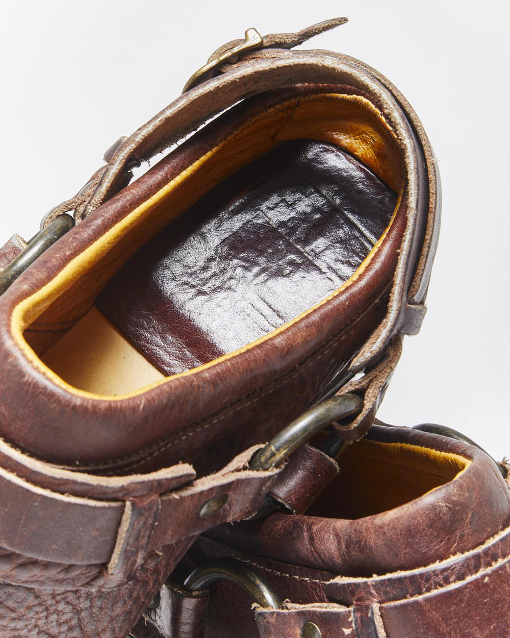 Vintage Frye Square Toe Harness Mules - UK6