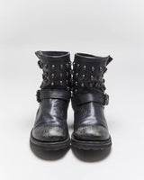 Vintage ASH Skull Studded Leather Biker Boots - UK6
