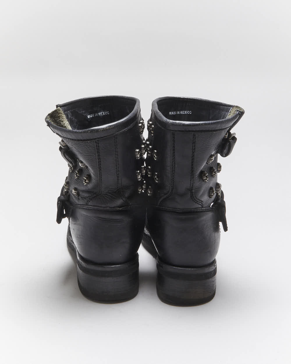 Vintage ASH Skull Studded Leather Biker Boots - UK6