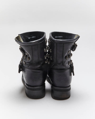 Vintage ASH Skull Studded Leather Biker Boots - UK6