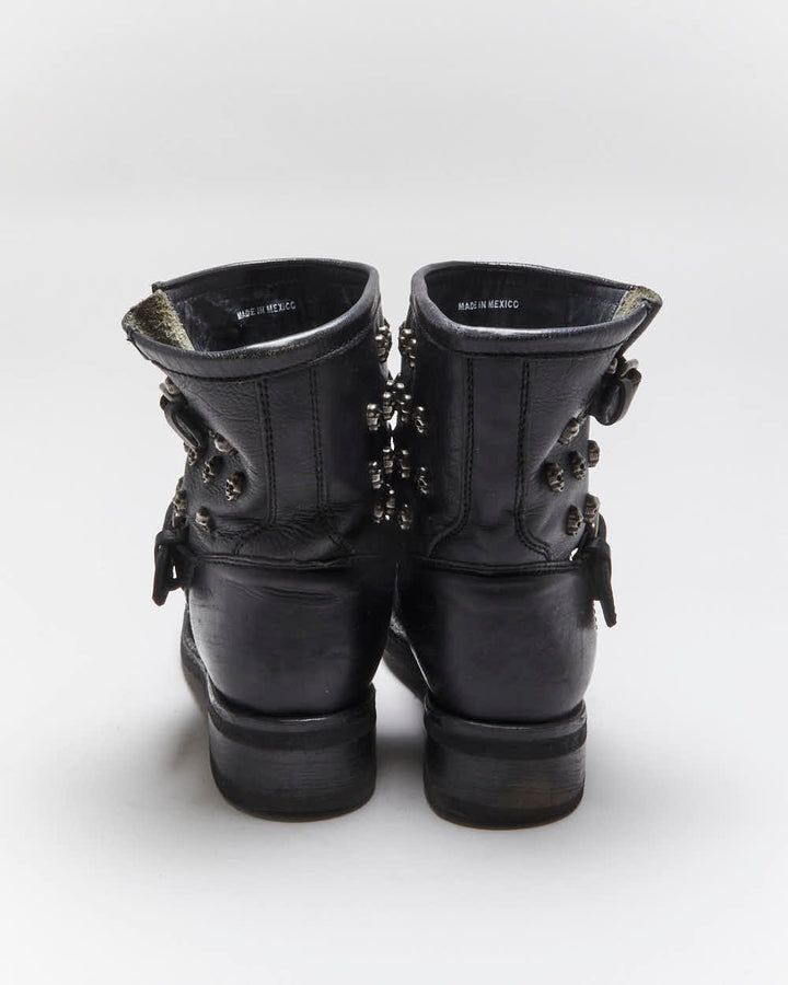 Vintage ASH Skull Studded Leather Biker Boots - UK6