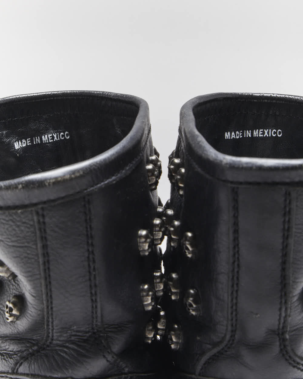 Vintage ASH Skull Studded Leather Biker Boots - UK6