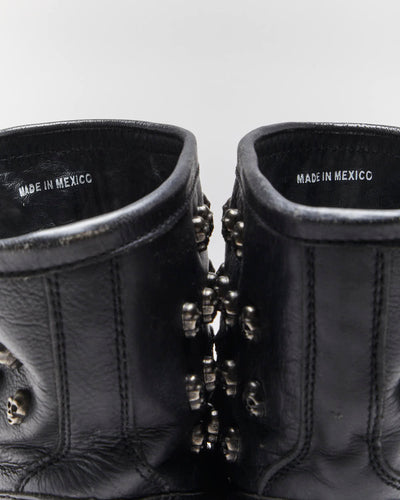 Vintage ASH Skull Studded Leather Biker Boots - UK6
