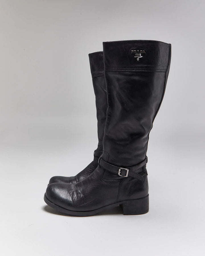Vintage Prada Leather Riding Boots - UK6