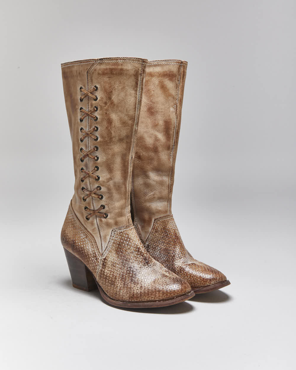 Vintage Roan Lace-up Style Cowboy Boots - UK6