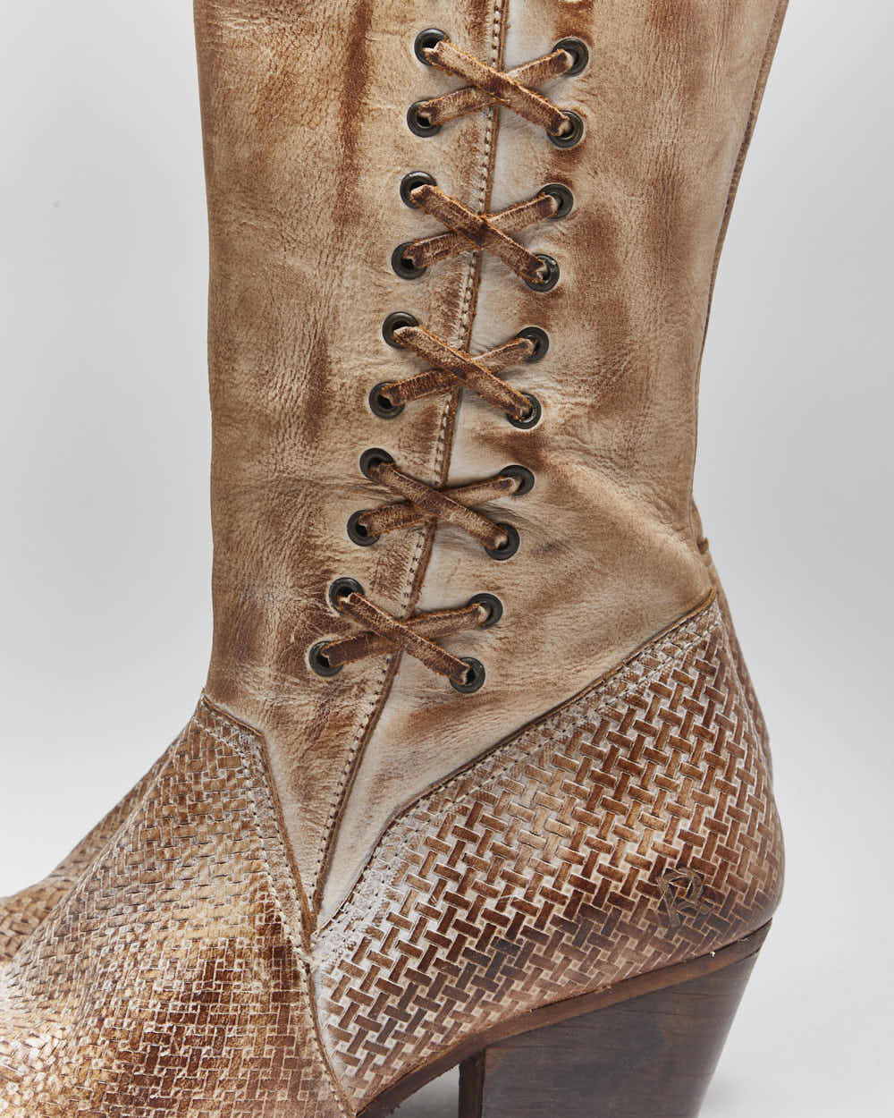 Vintage Roan Lace-up Style Cowboy Boots - UK6