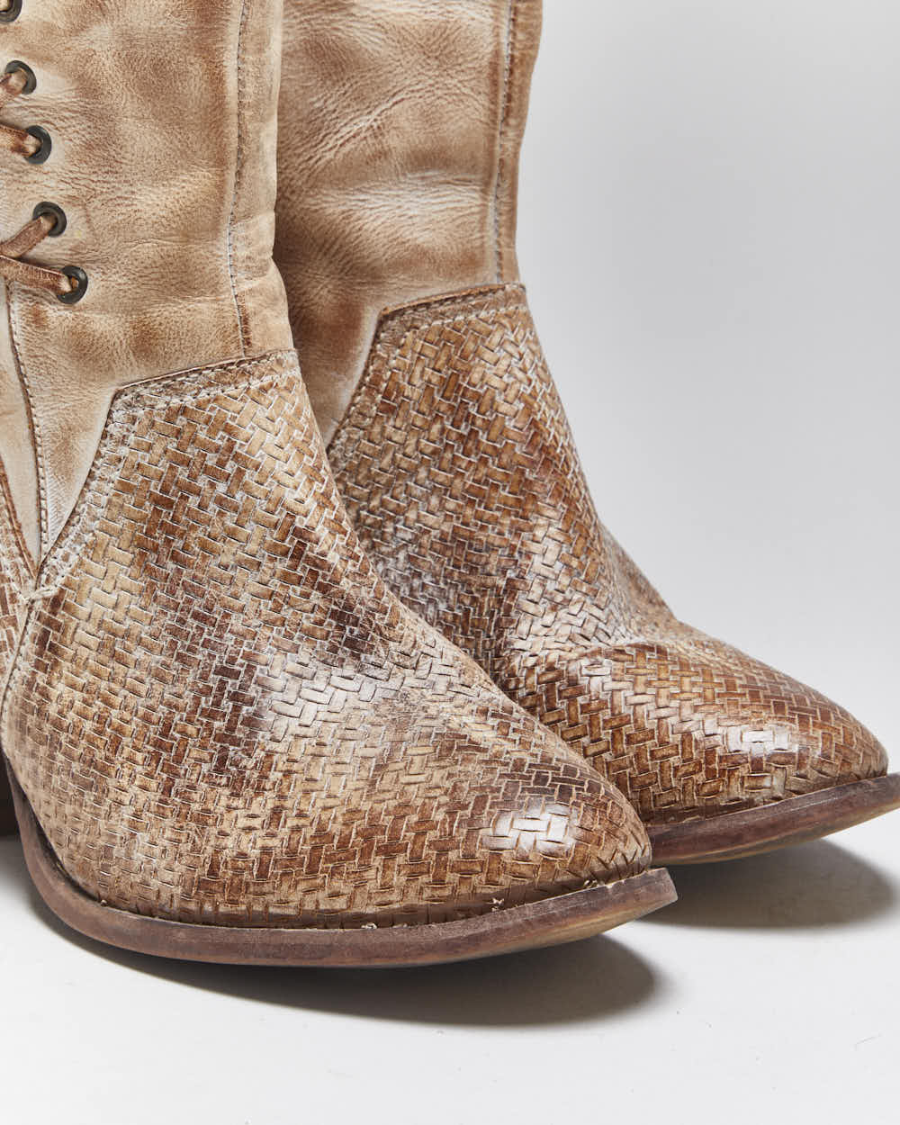 Vintage Roan Lace-up Style Cowboy Boots - UK6