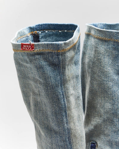 Vintage Y2K 00s Miss Sixty Knee High Denim & Leather Pointed Toe Boots - UK4