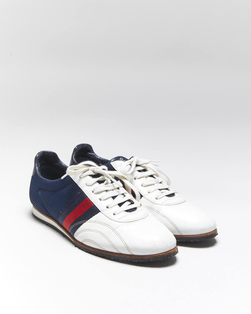 Vintage 2000s Women's Gucci Two-Tone Leather Mesh Low Trainers - UK 5