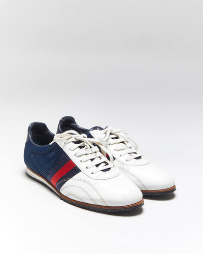 Vintage 2000s Women's Gucci Two-Tone Leather Mesh Low Trainers - UK 5