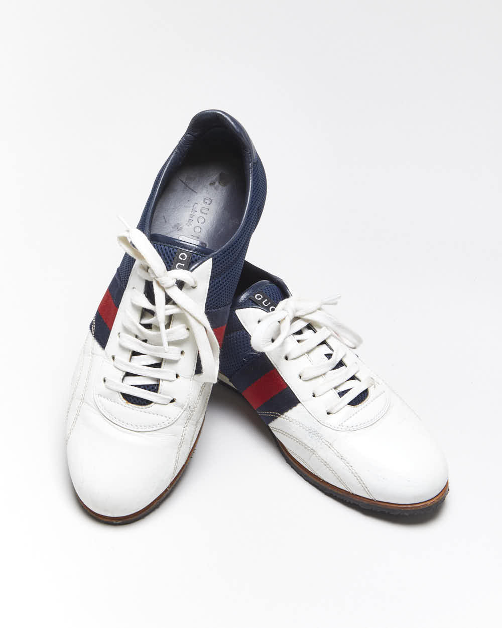 Vintage 2000s Women's Gucci Two-Tone Leather Mesh Low Trainers - UK 5