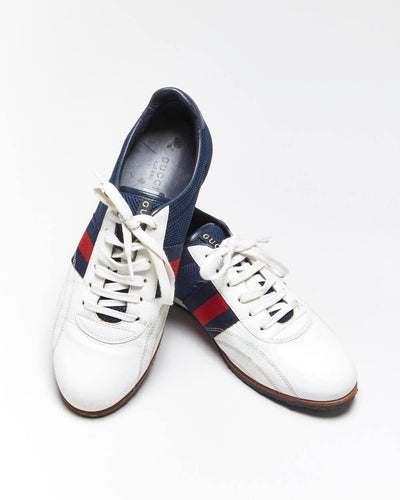 Vintage 2000s Women's Gucci Two-Tone Leather Mesh Low Trainers - UK 5