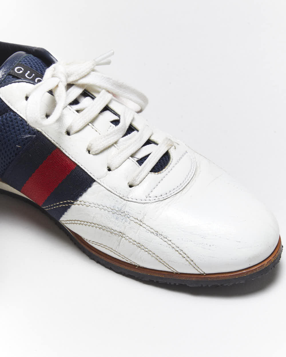 Vintage 2000s Women's Gucci Two-Tone Leather Mesh Low Trainers - UK 5