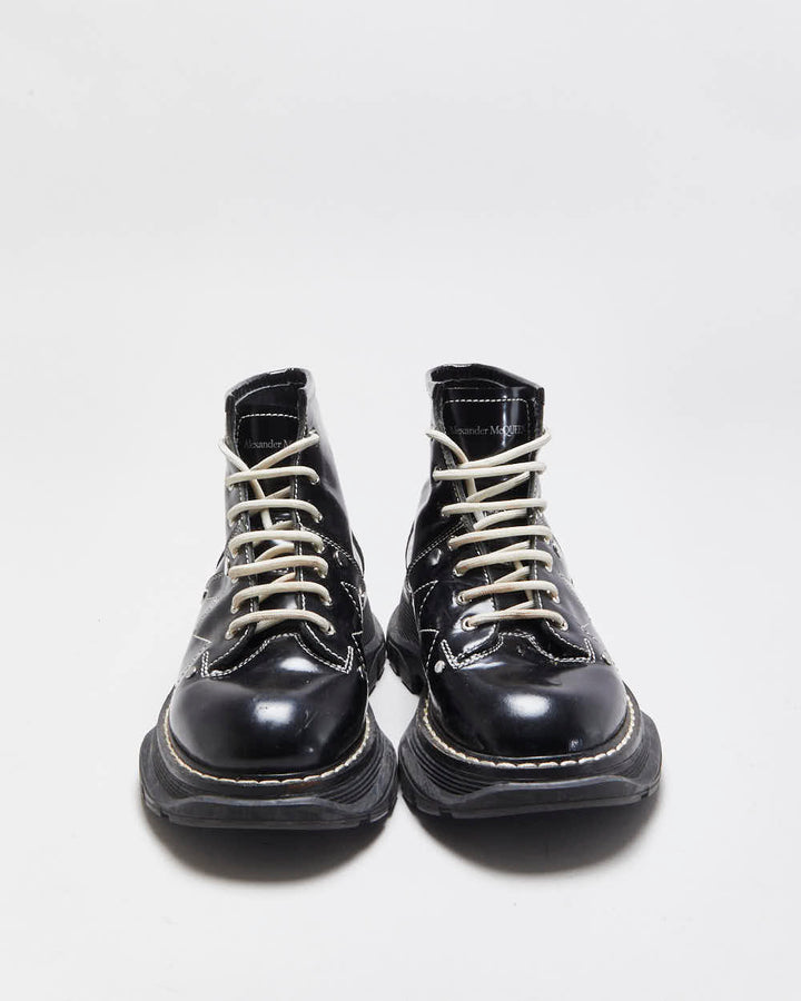 Alexander McQueen Patent Tread Contrast Stitch Boots - UK3