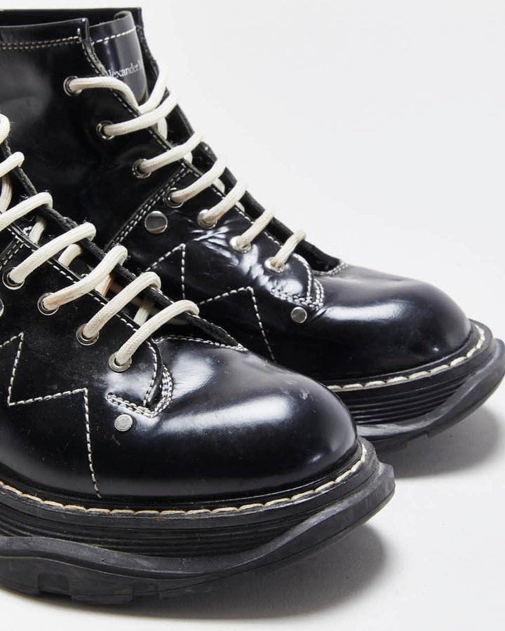 Alexander McQueen Patent Tread Contrast Stitch Boots - UK3