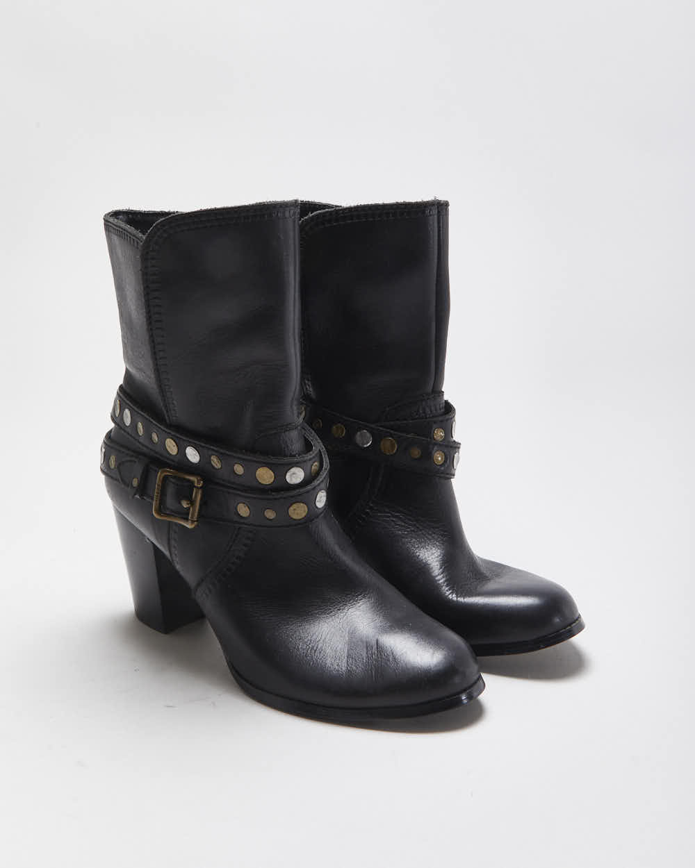 Vintage Fossil Leather Studded Boots - UK8