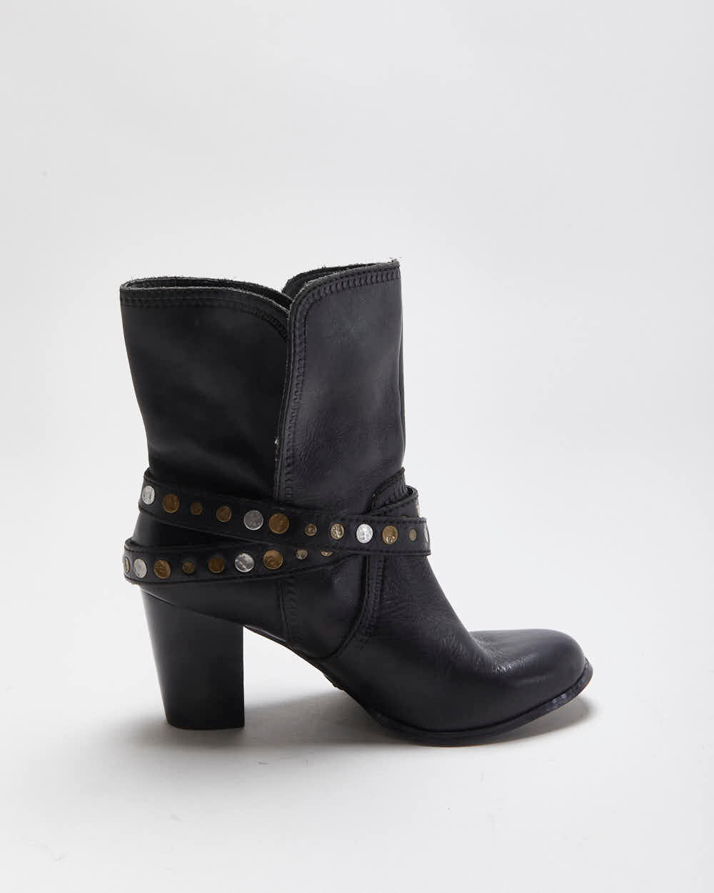 Vintage Fossil Leather Studded Boots - UK8