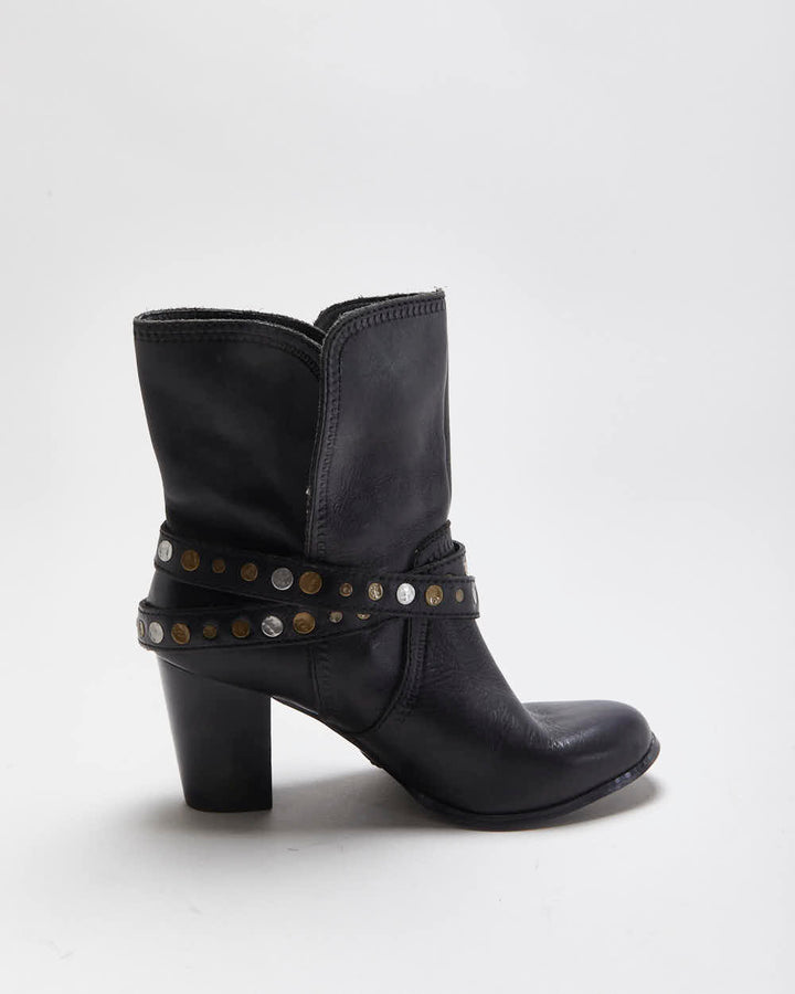 Vintage Fossil Leather Studded Boots - UK8