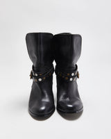 Vintage Fossil Leather Studded Boots - UK8